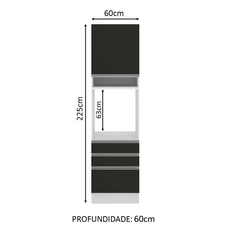 Torre Quente Madesa Glamy 60 x 60 cm 1 Porta 3 Gavetas Branco/Preto - Image 2