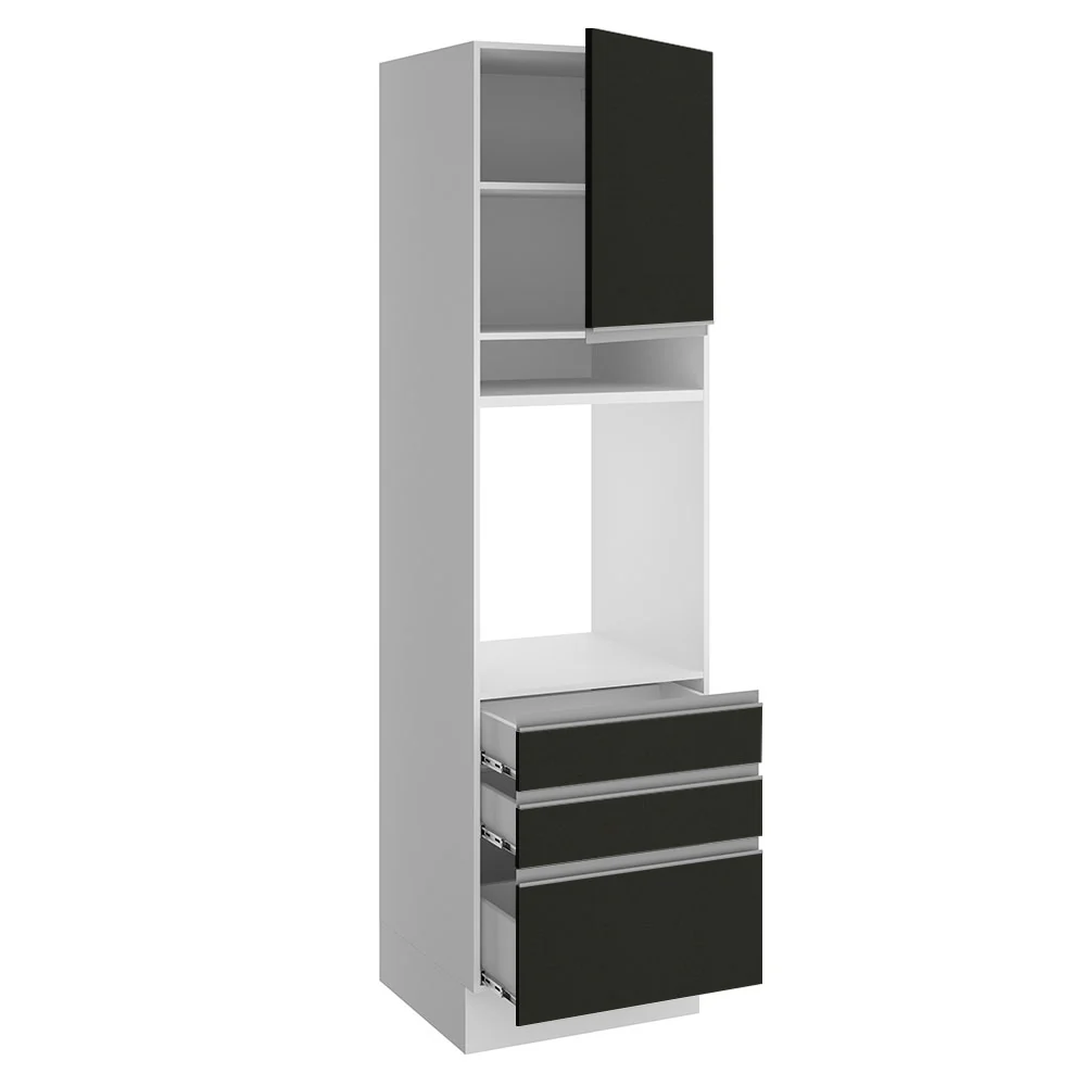 Torre Quente Madesa Glamy 60 x 60 cm 1 Porta 3 Gavetas Branco/Preto - Image 4