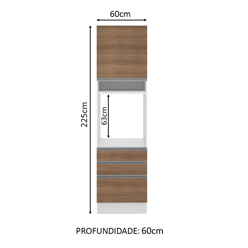 Torre Quente Madesa Glamy 60 x 60 cm 1 Porta 3 Gavetas Branco/Rustic - Image 2