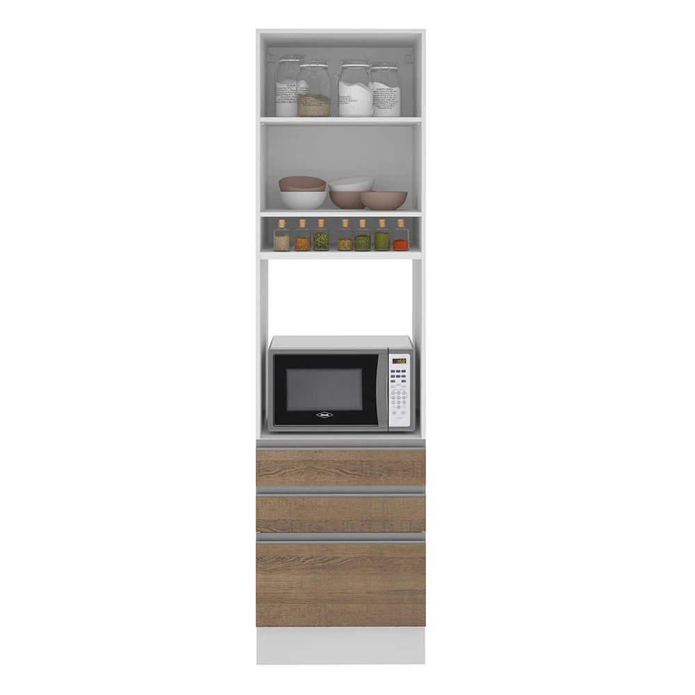 Torre Quente Madesa Glamy 60 x 60 cm 1 Porta 3 Gavetas Branco/Rustic - Image 3