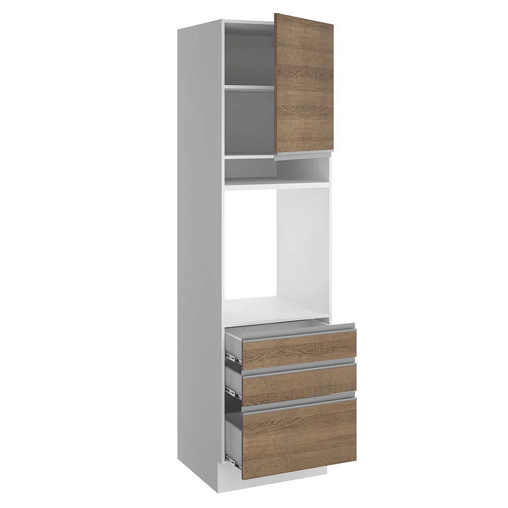 Torre Quente Madesa Glamy 60 x 60 cm 1 Porta 3 Gavetas Branco/Rustic - Image 4