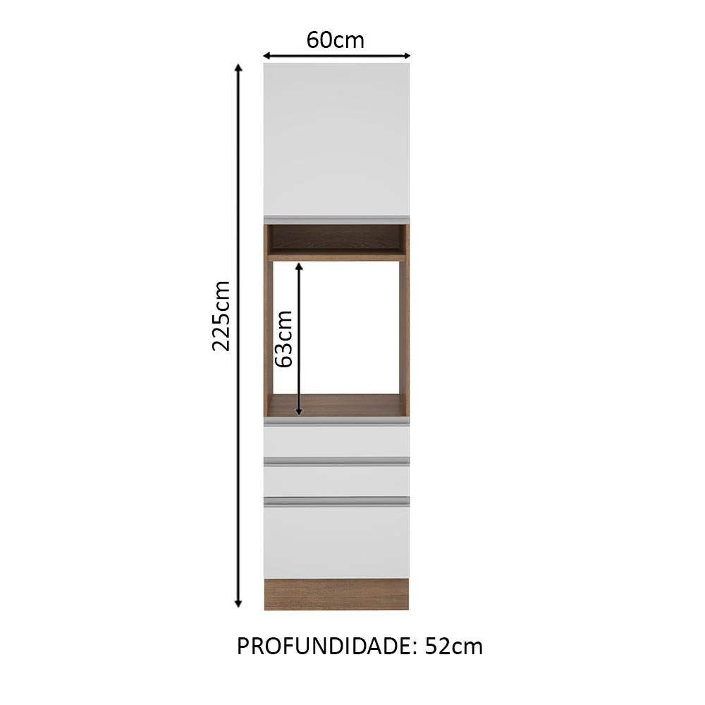 Torre Quente Madesa Glamy 60 cm 1 Porta 3 Gavetas Rustic/Branco - Image 2