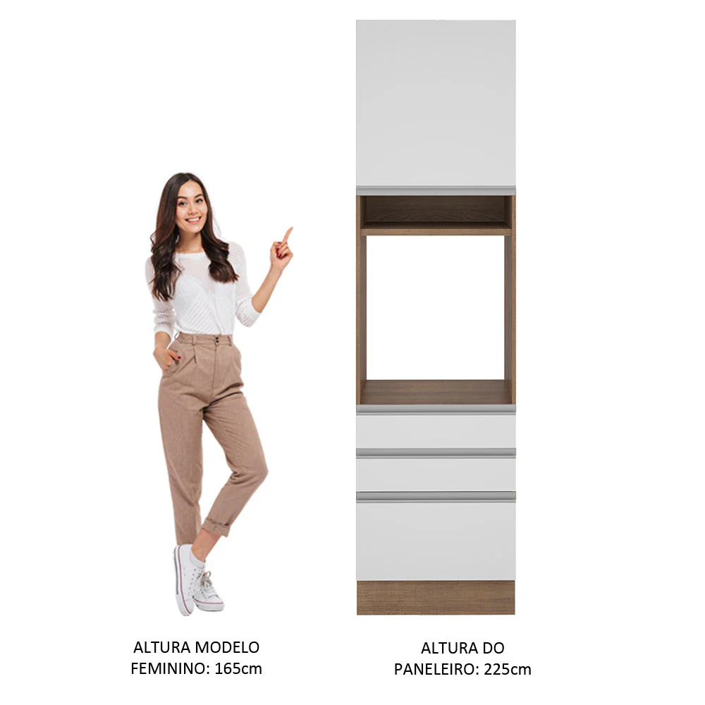 Torre Quente Madesa Glamy 60 cm 1 Porta 3 Gavetas Rustic/Branco - Image 5