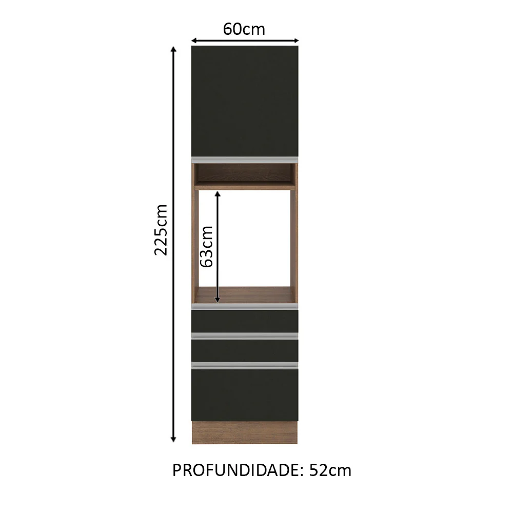 Torre Quente Madesa Glamy 60 cm 1 Porta 3 Gavetas Rustic/Preto - Image 2