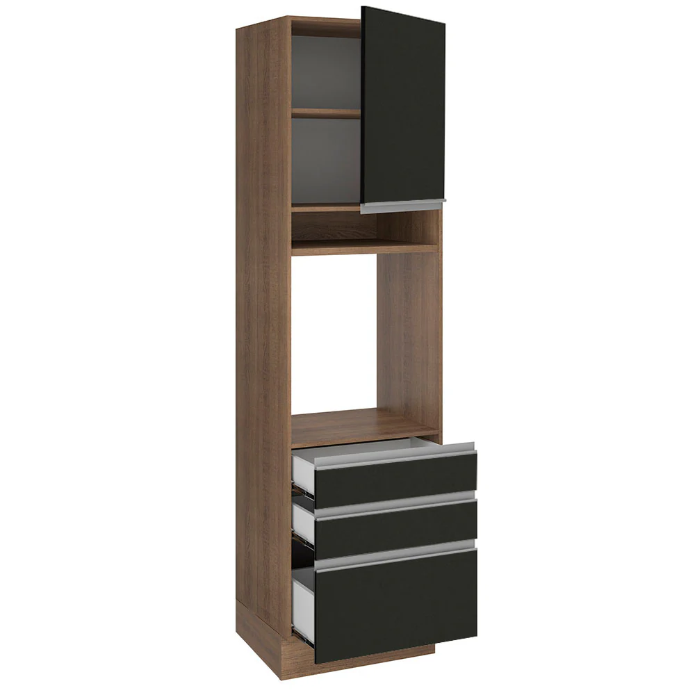 Torre Quente Madesa Glamy 60 cm 1 Porta 3 Gavetas Rustic/Preto - Image 4