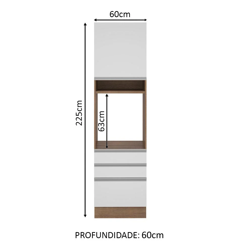 Torre Quente Madesa Glamy 60 x 60 cm 1 Porta 3 Gavetas Rustic/Branco - Image 2