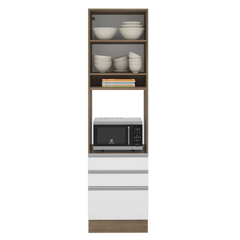 Torre Quente Madesa Glamy 60 x 60 cm 1 Porta 3 Gavetas Rustic/Branco - Image 3