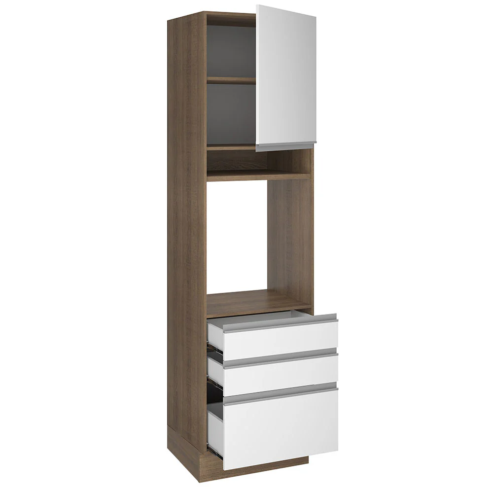 Torre Quente Madesa Glamy 60 x 60 cm 1 Porta 3 Gavetas Rustic/Branco - Image 4