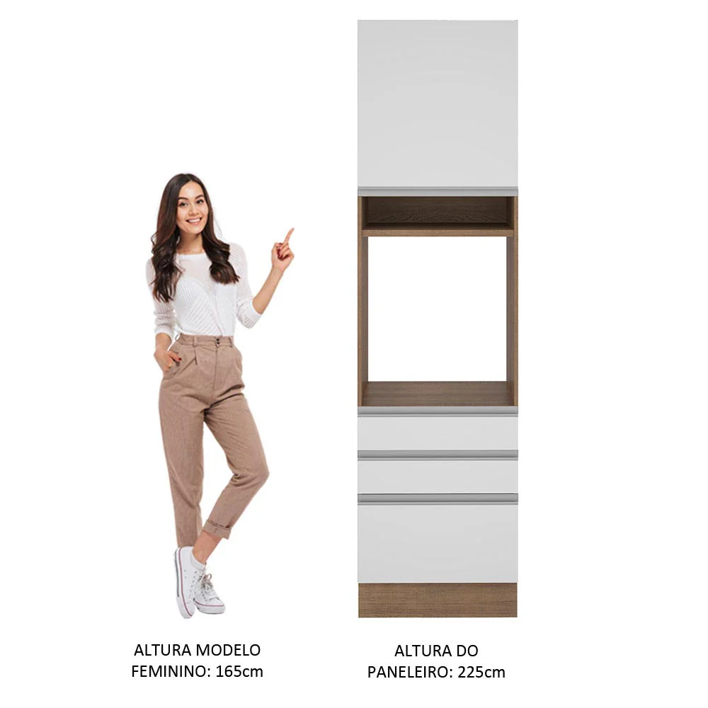 Torre Quente Madesa Glamy 60 x 60 cm 1 Porta 3 Gavetas Rustic/Branco - Image 5