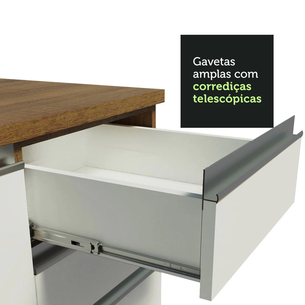 Torre Quente Madesa Glamy 60 x 60 cm 1 Porta 3 Gavetas Rustic/Branco - Image 7