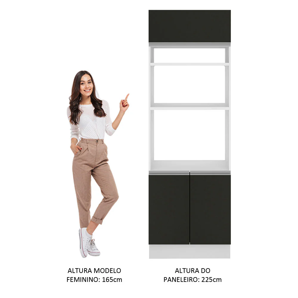 Torre Quente Madesa Glamy 70 x 60 cm 3 Portas Branco/Preto - Image 5