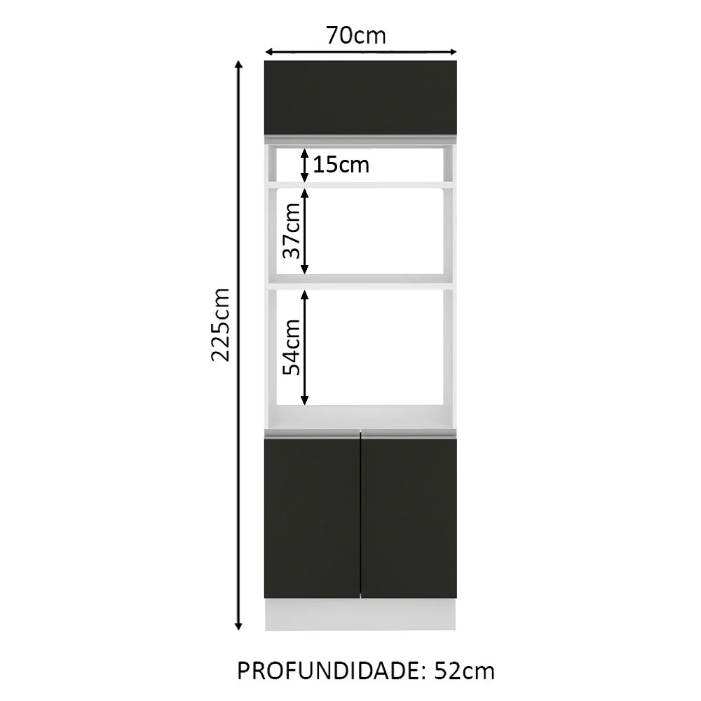 Torre Quente Madesa Glamy 70 cm 3 Portas Branco/Preto - Image 2