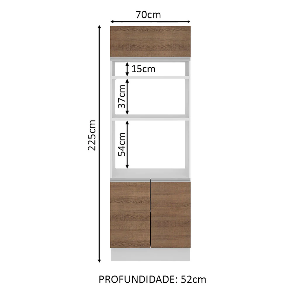 Torre Quente Madesa Glamy 70 cm 3 Portas Branco/Rustic - Image 2