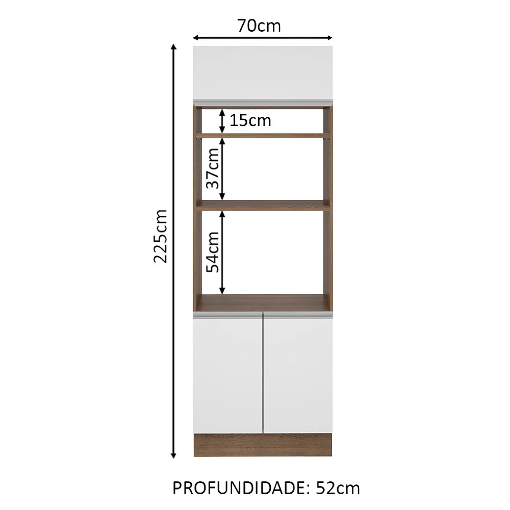 Torre Quente Madesa Glamy 70 cm 3 Portas Rustic/Branco - Image 2