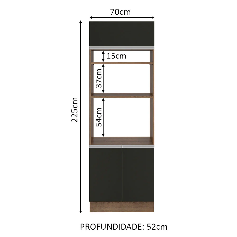 Torre Quente Madesa Glamy 70 cm 3 Portas Rustic/Preto - Image 2