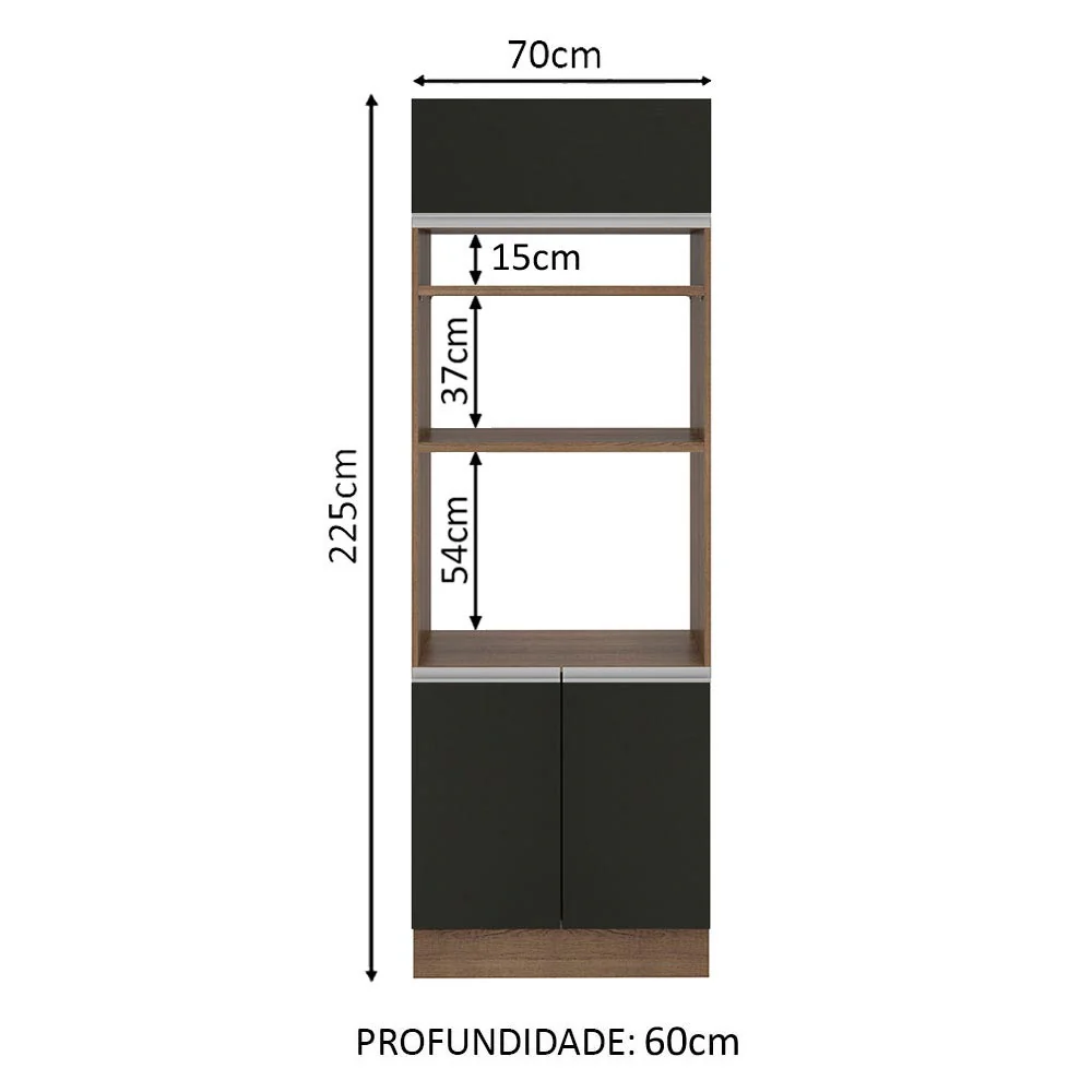 Torre Quente Madesa Glamy 70 x 60 cm 3 Portas Rustic/Preto - Image 2