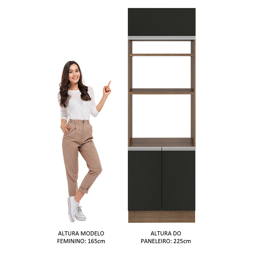 Torre Quente Madesa Glamy 70 x 60 cm 3 Portas Rustic/Preto - Image 5