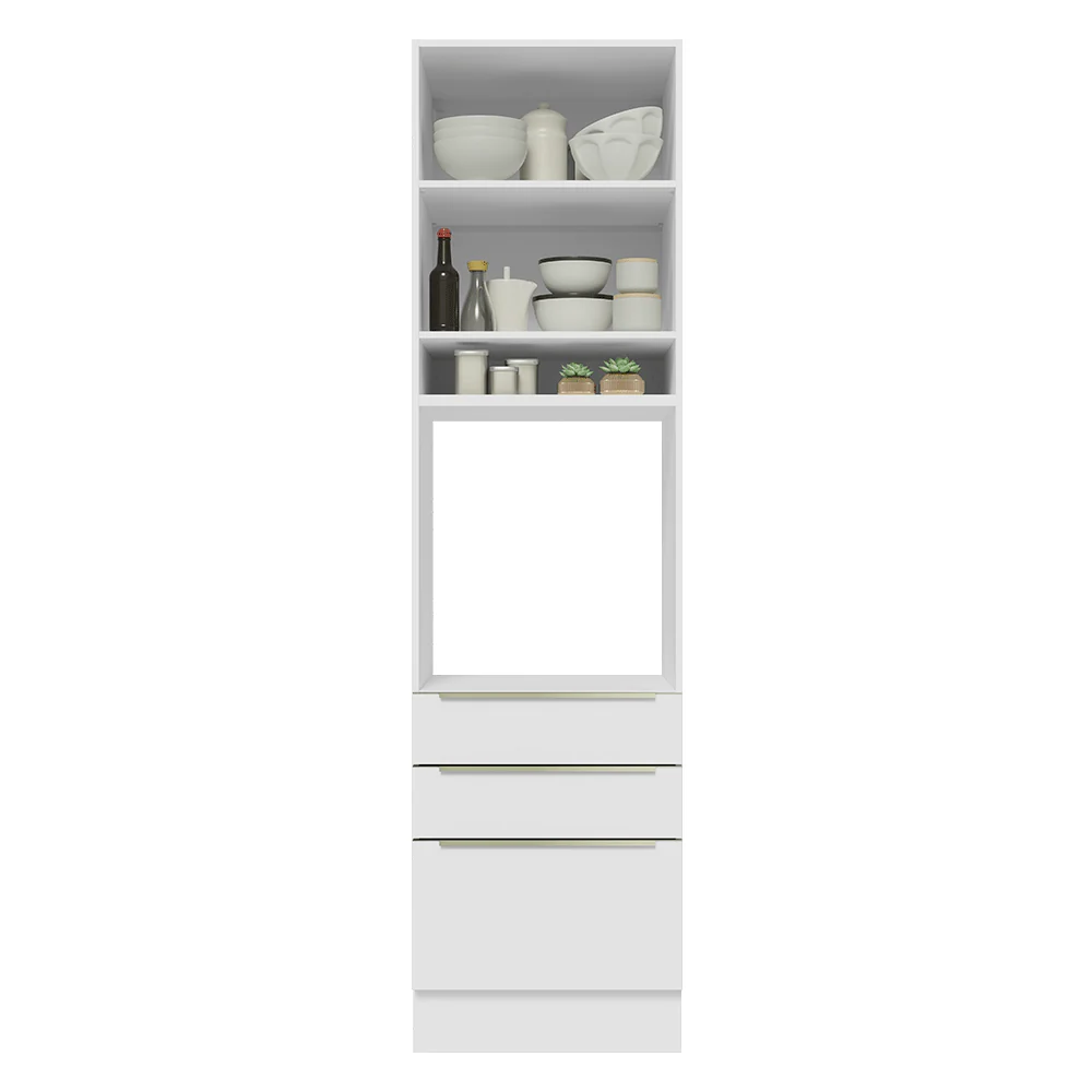 Torre Quente 60 x 60 cm 1 Porta 3 Gavetas Branco/Branco Veludo Lux Madesa - Image 4