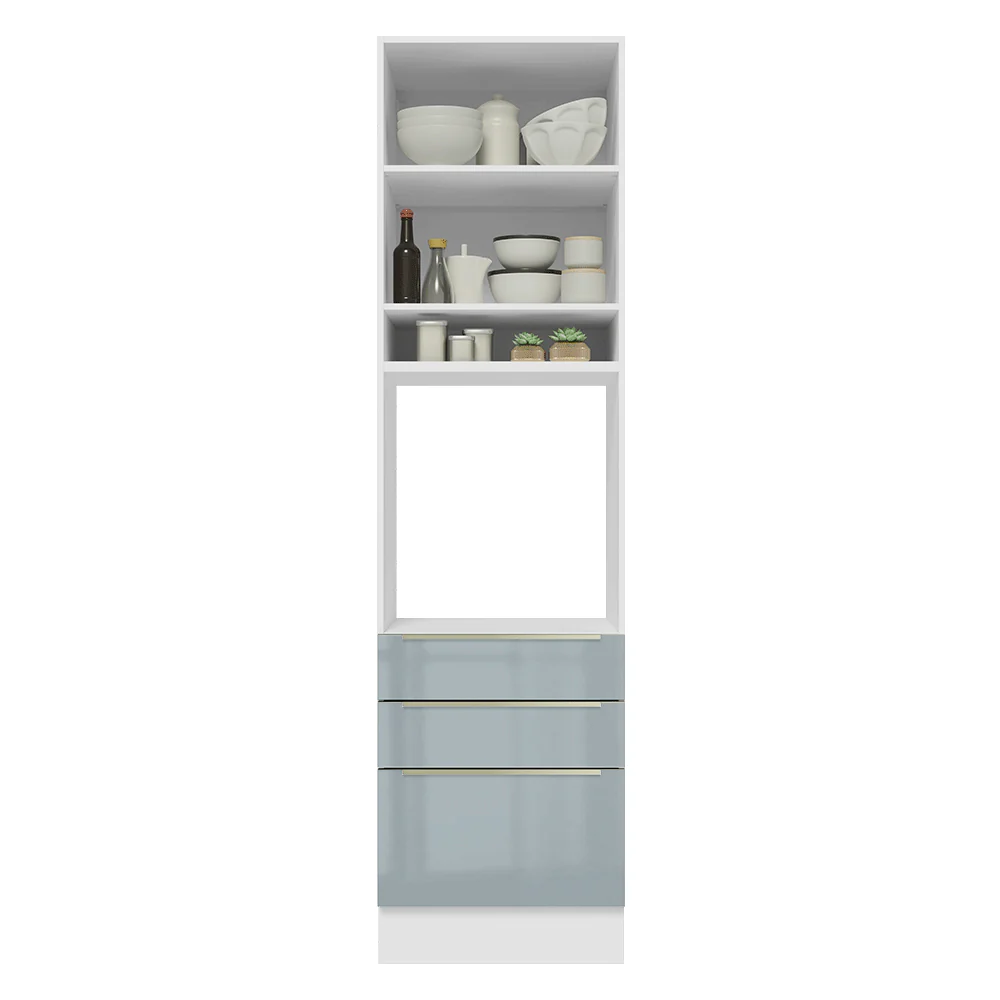 Torre Quente 60 x 60 cm 1 Porta 3 Gavetas Branco/Cinza Lux Madesa - Image 4