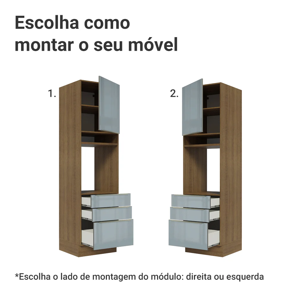 Torre Quente 60 x 60 cm 1 Porta 3 Gavetas Rustic/Cinza Lux Madesa - Image 4