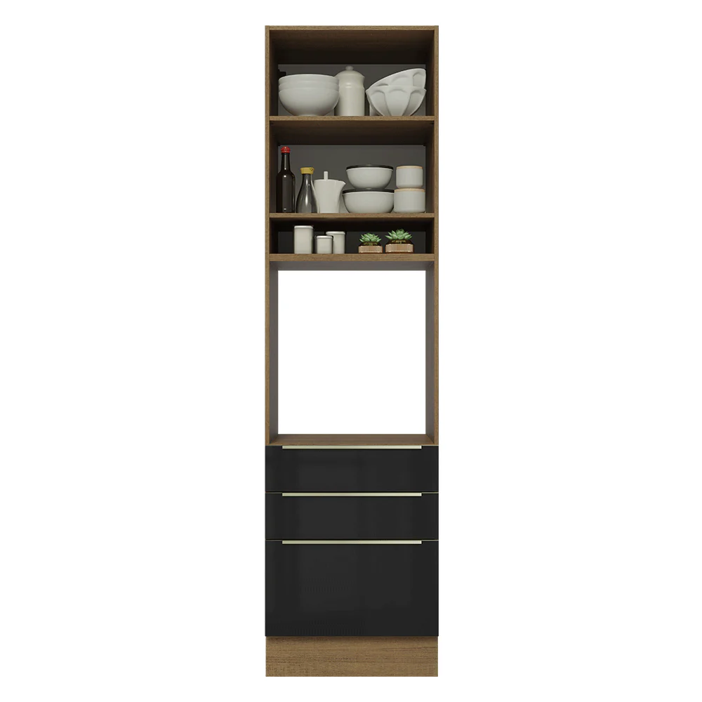Torre Quente 60 x 60 cm 1 Porta 3 Gavetas Rustic/Preto Lux Madesa - Image 4