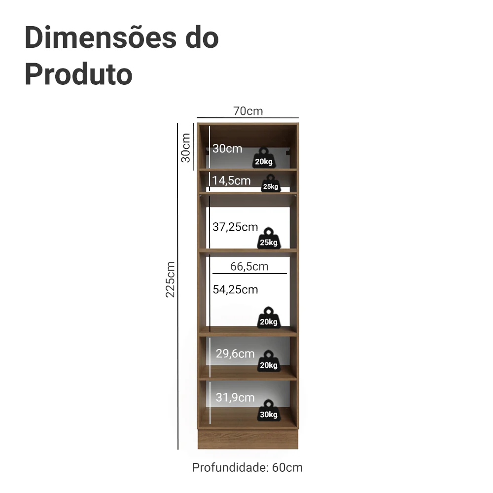 Torre Quente 70 x 60 cm 3 Portas Rustic/Preto Lux Madesa - Image 2
