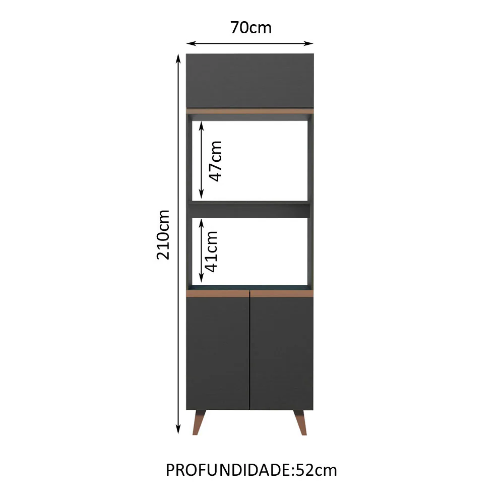 Torre Quente Madesa Reims 70 cm 3 Portas Preto - Image 2