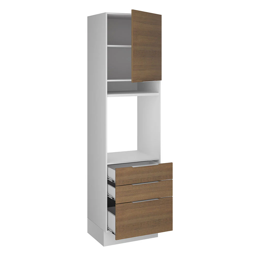 Torre Quente Madesa Stella 60 x 60 cm 1 Porta 3 Gavetas Branco/Rustic - Image 4