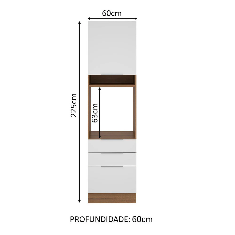 Torre Quente Madesa Stella 60 x 60 cm 1 Porta 3 Gavetas Rustic/Branco - Image 2