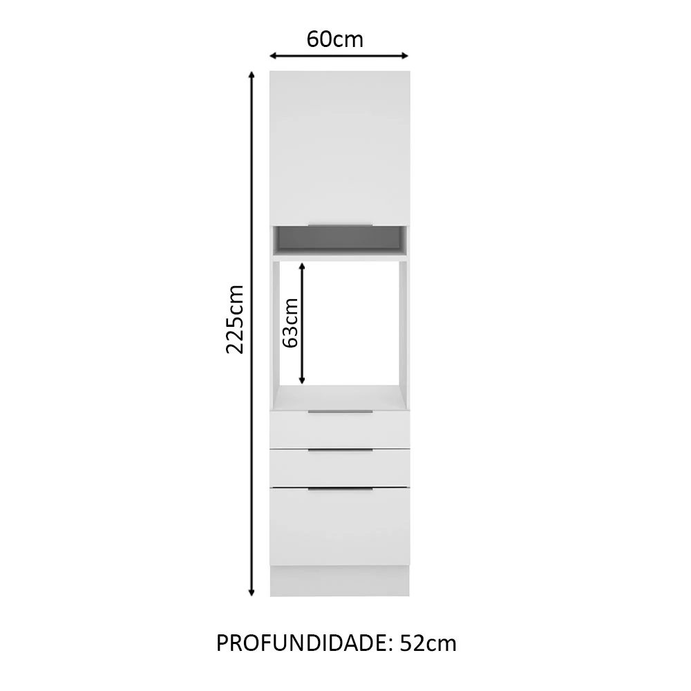 Torre Quente Madesa Stella 60 cm 1 Porta 3 Gavetas Branco - Image 2
