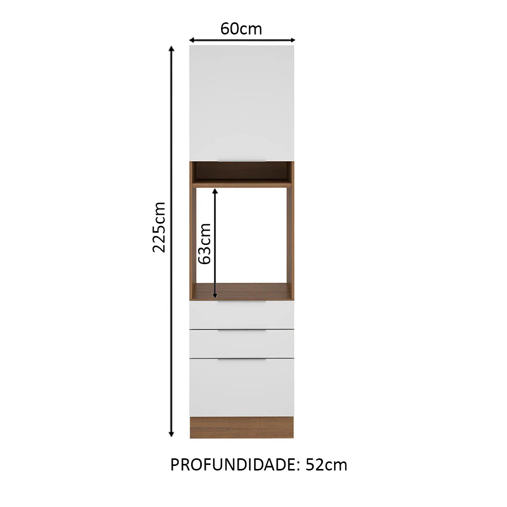 Torre Quente Madesa Stella 60 cm 1 Porta 3 Gavetas Rustic/Branco - Image 2
