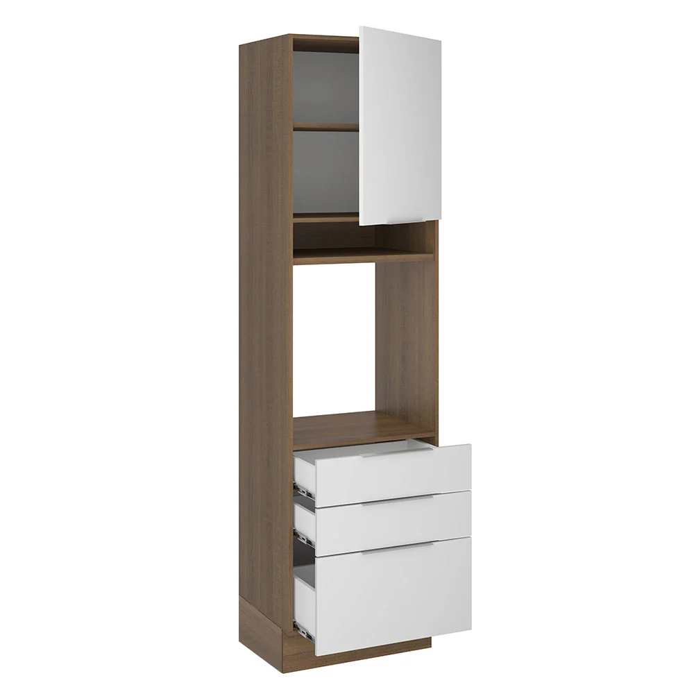 Torre Quente Madesa Stella 60 cm 1 Porta 3 Gavetas Rustic/Branco - Image 4