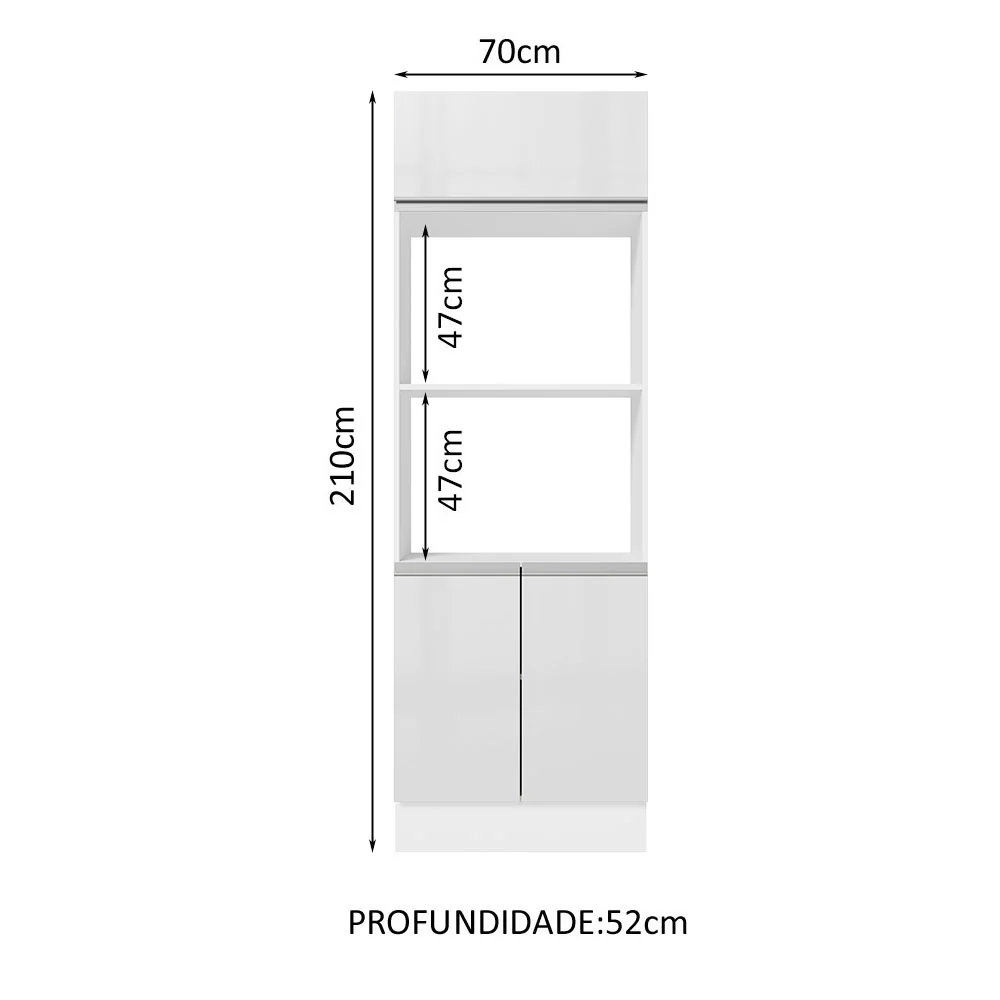 Torre Quente Para 2 Fornos Madesa Acordes 100% MDF Branco Brilho - Image 2
