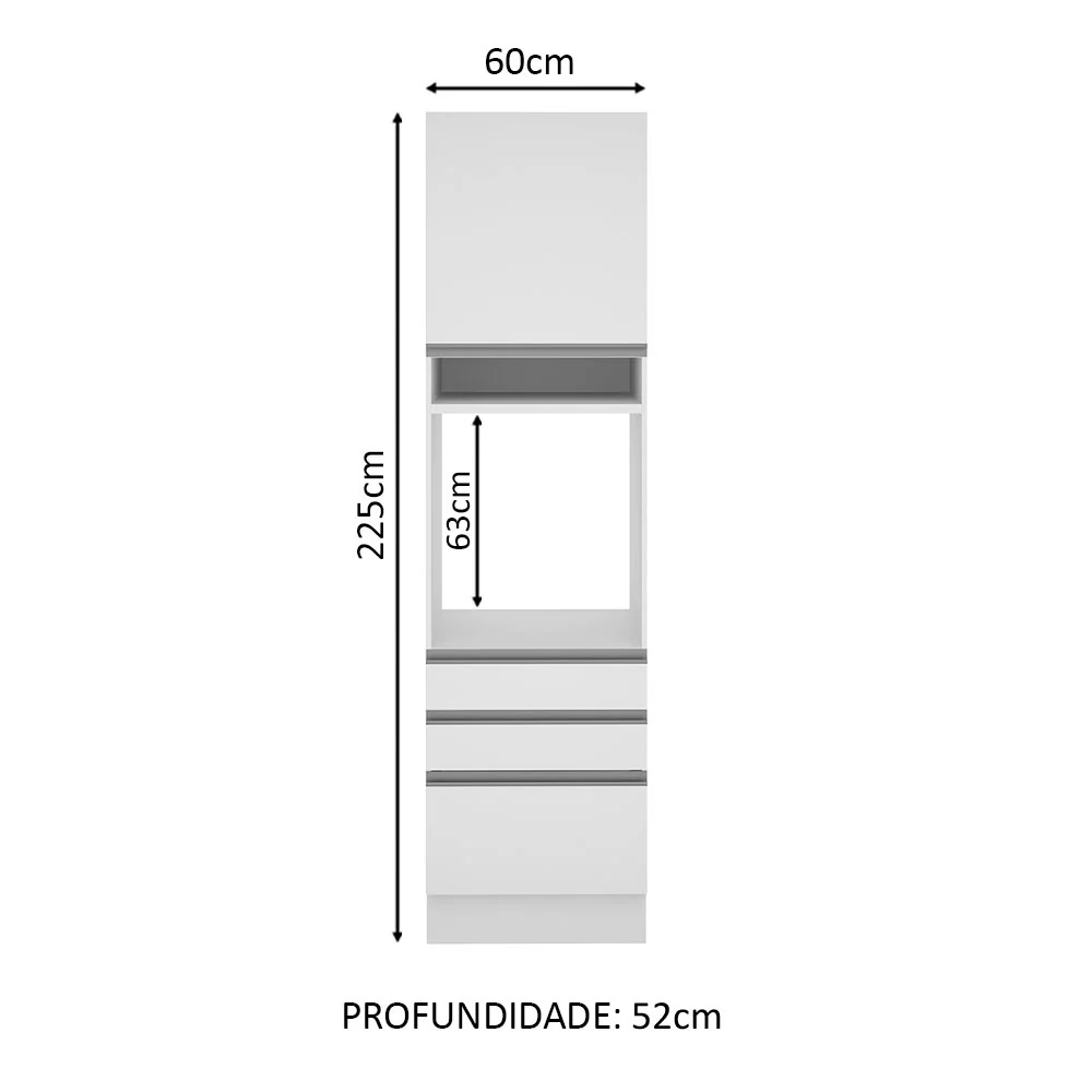 Torre Quente Madesa Glamy 60 cm 1 Porta 3 Gavetas Branco - Image 2