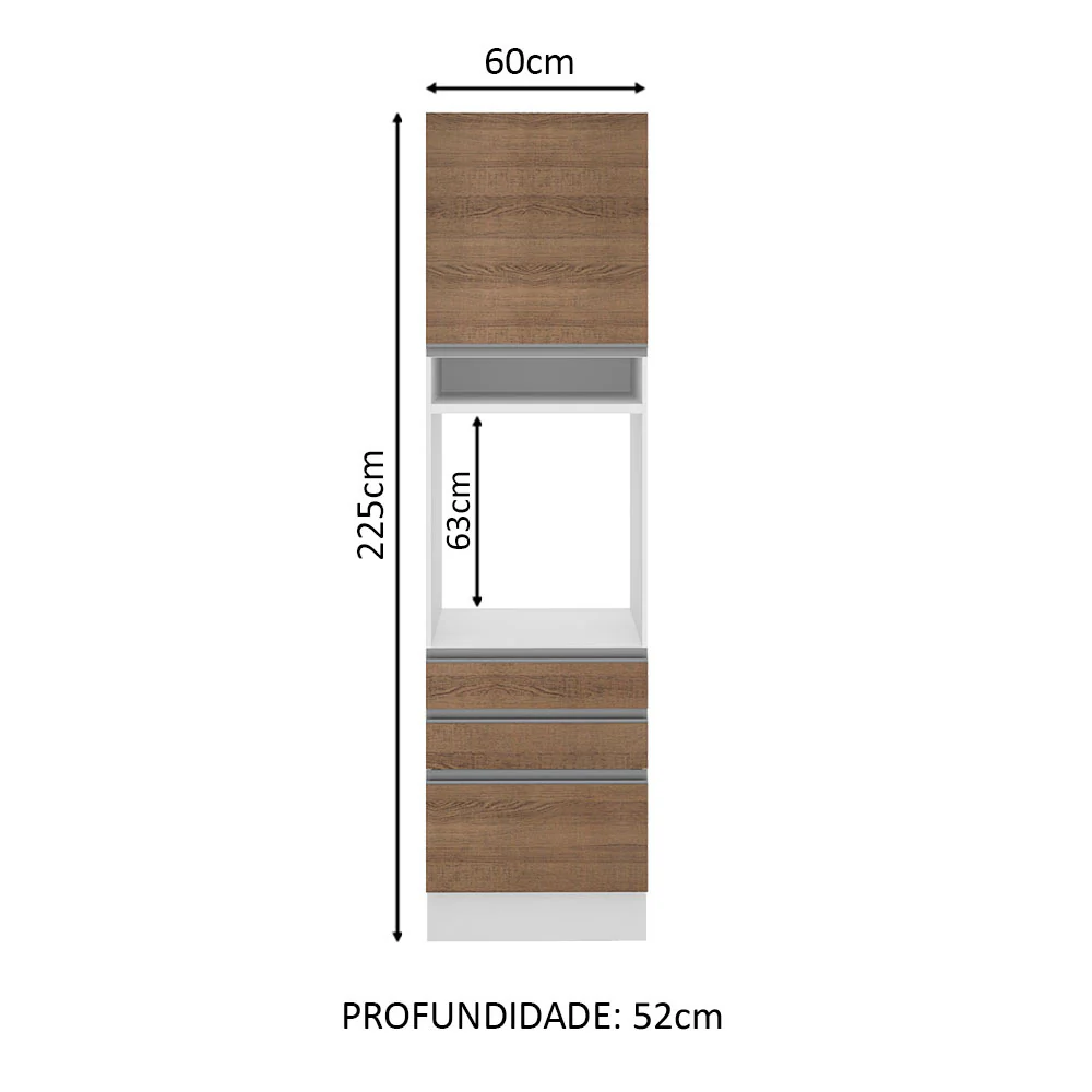 Torre Quente Madesa Glamy 60 cm 1 Porta 3 Gavetas Branco/Rustic - Image 2