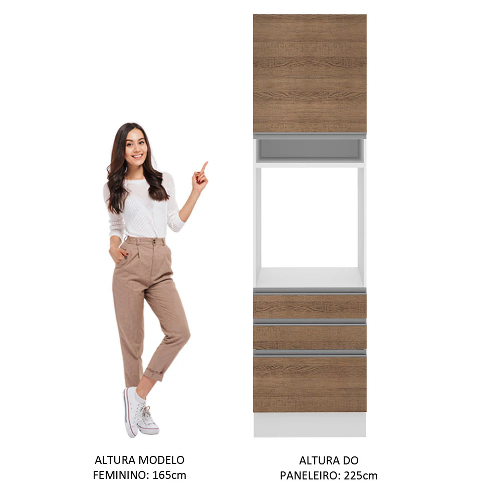 Torre Quente Madesa Glamy 60 cm 1 Porta 3 Gavetas Branco/Rustic - Image 5